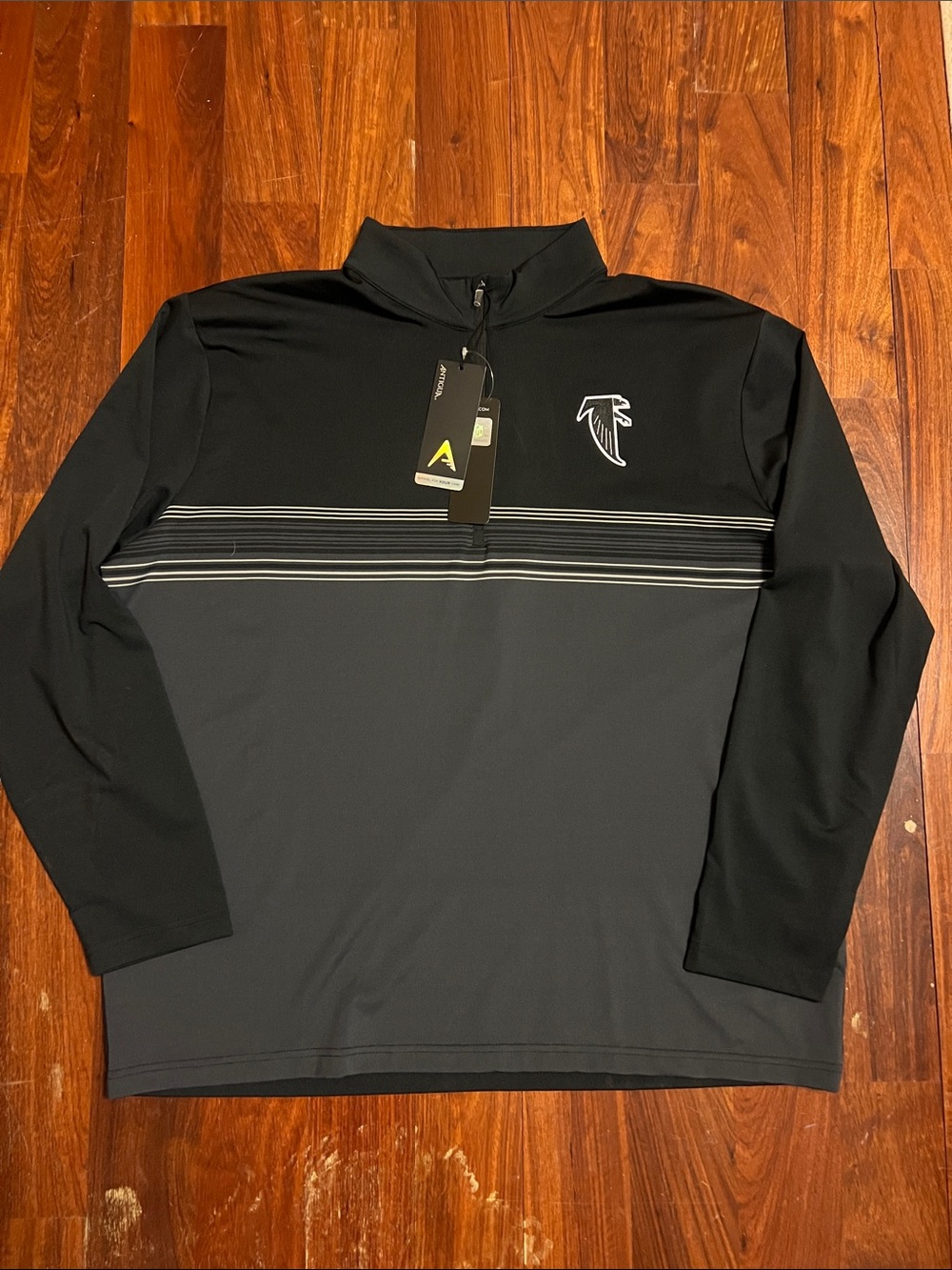NWT Men's Atlanta Falcons Black & Charcoal Quarter-Zip Pullover